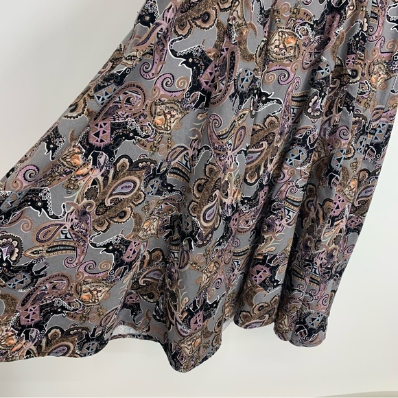 Vintage Heart & Roses Elephant Paisley Abstract Print Sleeveless Swing Dress - Picture 9 of 16